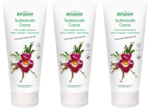 Bergland Pharma Teufelskralle Creme 3x 200ml – Naturkosmetik, Massagecreme für die Hautpflege, Vegan, Mit Ätherischen Ölen