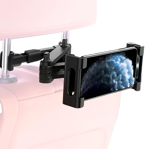 Car Backseat Tablet Holder, 360° Adjustable Headrest Mount for 4.7-12.9” Devices, Universal Car Mount for Passengers Travel, Stretchable Tablet Car Holder, Black