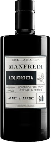 Manfredi, Liquore alla Liquirizia Ricetta Storica, 500 ml, Liquore con Intenso Aroma di Liquirizia Calabrese e Lievi Sfumature di Caffè, Gusto Intenso ed Equilibrato, Idea Regalo, 26% Vol.