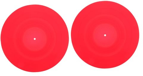 Abaodam 2pcs Silicone Turntable Platter Mat, Anti-static Slipmat for Vinyl Records, Protective Replacement Pad for Record Player, Red