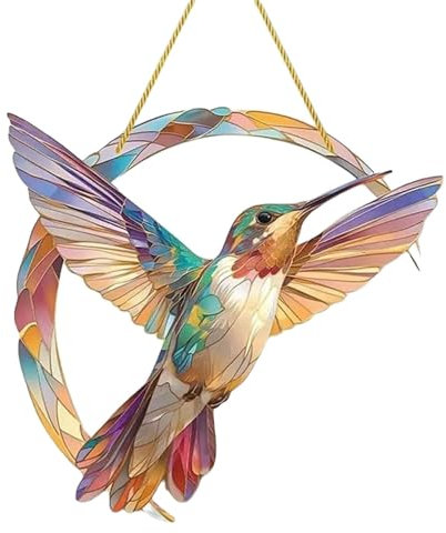 Kolibri-Sonnenfänger | Kolibri-Sonnenfänger, Glas-Kolibri-Sonnenfänger, Kristall-Kolibri-Sonnenfänger, Buntglas-Kolibri-Sonnenfänger. Kolibri-Sonnenfänger aus Metall, Summen aus Metall