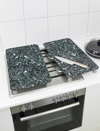 Chums Set of 2 Universal Gas Electric Induction Hob Stove Covers Chopping Board Worktop Surface Protectors Blue Marble