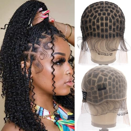 PORSMEER Braided Perücken kappe Extensions für Crochet Braids,Lace Braided Perücke mit Babyhaar geeignet für Crochet Wig (123 Zellen)