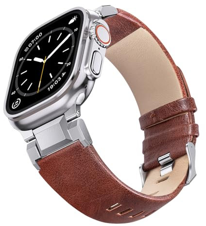 NotoCity Correa para Apple Watch Ultra 2/Ultra 49mm, Cuero Correa para Apple Watch Series 10/9/8/7/6/5/4/SE/SE2 46mm 45mm 44mm, Correa de Repuesto para iWatch Series 3/2/1 42mm Mujer(Marrón rojizo)