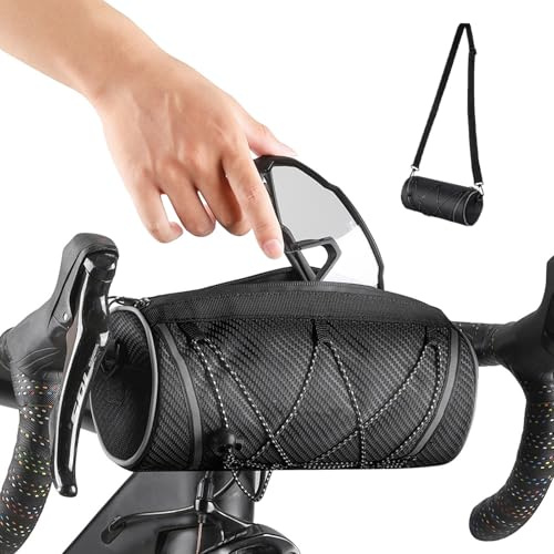 MIOLOE Lenkertasche, 2L Fahrrad-Vorderradtasche Fahrrad-Rahmentasche mit reflektierendem Riemen Multifunktionale Umhängetasche für Mountainbike, Rennrad (Schwarz)