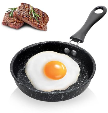 Celestia Mini poêle, Petite Poele Induction 12CM, Poele Oeuf au Plat, Mini Poele a Oeuf avec Poignée, Portable Mini Poele Induction Anti-Adhésive Petite Poêle pour Camping Cuisson à Induction