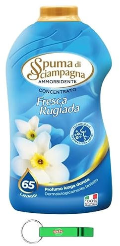 8x Spuma di Sciampagna Weichspüler Ammorbidente Concentrato Fresca Rugiada - Konzentrierter Weichspüler 65 Wäschen 1300ml + Beni Culinari Kostenloser Schlüsselanhänger