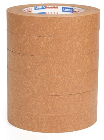 ADHES 6 Rouleau Ruban Kraft brun, 24mm x 50m ruban d'emballage brun pour emballage solide, respectueux de l'environnement
