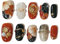 Sun&Beam Nails Chiodi artificiali fatti a mano, corti, rotondi, da incollare, in rosso, nero, oro, 3D, dipinti a mano, con cuscinetti adesivi, 10 pezzi (#216 M)