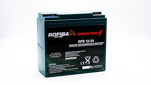 Batteria Rofiba RFB 12-24 24Ah 12V VRLA AGM Deep Cycle – Alta Prestazione, Scarica Lenta, Zero Manutenzione, Terminali M5 – Ideale per Veicoli Elettrici e Biciclette Elettriche