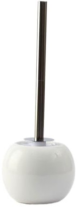 GLigeT Brosse WC Ensemble de Porte-Brosse de Toilette en céramique Blanche, Arrondi avec poignée en Acier Inoxydable, Brosse de Toilette sur Pied, Brosse de Toilette Murale Brosse de Toilette