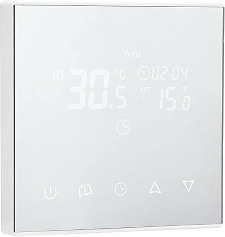 Termostato Inteligente, Termostatos de Pared Panel Controlador de Temperatura de Estufa Montada Programable, AC220V para Calefacción de Agua/piso, con Sensor , Pantalla LCD