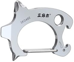 Sanrenmu Brechstange, Flaschenöffner, Schlüsselanhänger, Multitool, 6-in-1-Funktionen, Edelstahl-Clip, Multitool mit Schlitz-/Kreuzschraubendreher-Clip, Lanyard-Loch-Funktionen (Silber)
