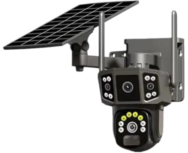 VEKELETE 10X, 4K Dual Lens, Outdoor Security Camera, WIFI Solar Closed-circuit Television, 4G Sim Solar Camera, CCTV Camer(Wifi Add 64GB Card)
