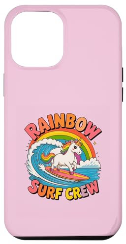 Rainbow Unicorn Surfing Wave Retro Fantasy Ocean Case for iPhone 12 Pro Max