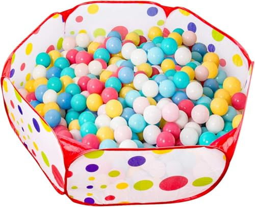 Ambesty 120CM Piscina de Bolas y Pelotas Hexágono Lunares Niños Juega Tienda with Rim Plegable Pop-up Piscina de Bolas Bebe niñas niños Juego Interior Exterior (Bolas no Incluido)