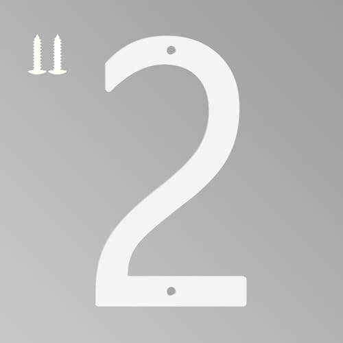 4 Inch White House Numbers for Outside, Metal Letters for Outdoor Signs, Anti-rust Aluminium House Address Letters for Front Door, Office, and Garden Decoration (Number 2)
