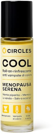 Circles COOL – Roll-On Naturale Anti-Vampate di Calore | Sollievo Istantaneo da Caldo, Sudorazione Notturna e Tensioni della Menopausa | Oli Essenziali di Menta, Salvia, Lavanda e Limone | 10 ml