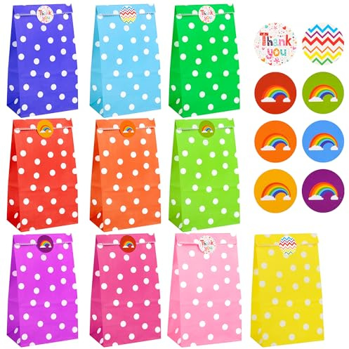 Papiertüten 20 Stück Geschenktüten Kindergeburtstage mit 36 Bunte Aufkleber | Aurinovellia Candy Tüten aus Papier, Kraftpapiertüten, Braune Beutel, für Kinder und Erwachsenenpartys, Geburtstage