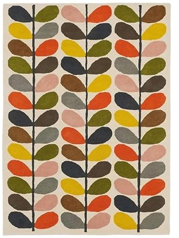 TUFT & TRIM Retro Leaf Pattern Hand-Tufted Area Rug 8×10 ft – Mid-Century Modern Multi-Color Carpet for Living Room, Bedroom & Home Decor – Soft Plush Pile, Durable & Stylish