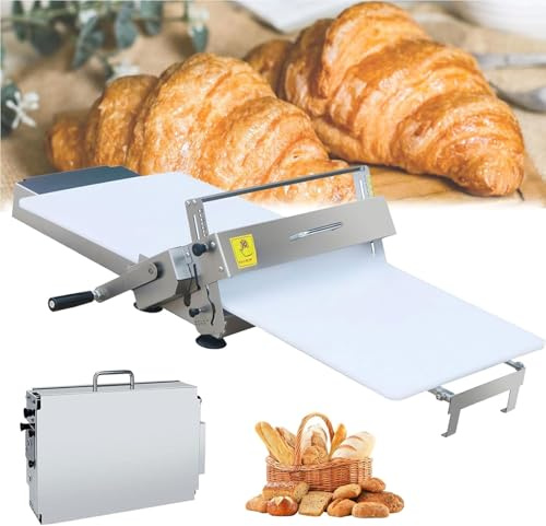LSRFXF Faltbare Manuelle Teigausrollmaschine für Bäckereien, Compact Manual Dough Rolling Machine, Teigrolle mit Einstellbarer Teigstärke für Verarbeitung Brot Dünnes Fladenbrot Fladenbrote