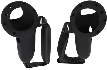 OPSDKVKS VR-Controller-Griffhülle, weicher Silikonschutz mit verstellbarem Knöchelriemen für Meta 3, waschbare, leichte Griffhülle, kompatibel mit 3 Controllern (Schwarz)