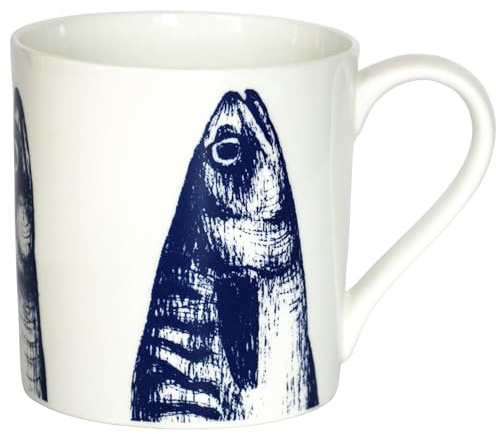 Cream Cornwall Bone China Mug - Mackerel Heads | Premium Tea & Coffee Mug