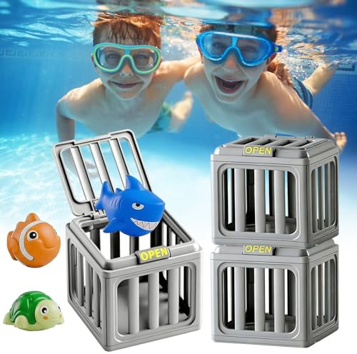 KORVANO Jouet de Plongée et de Sauvetage sous-Marin, Jouet de Piscine pour Enfants, Figurines d'animaux Colorés, Cage de Piscine avec Animaux Flottants, Baignoire d'été