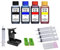 Tintenpatronen Nachfüllset kompatibel mit HP 302 + HP 304 Schwarz und Color. 4 x 100 ml Refill-Tinte Black, Cyan, Magenta, Yellow, Adapter, Befüllanleitung, Zubehör