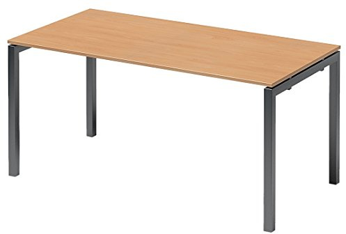 BISLEY Cito Schreibtisch, 740 mm höhenfixes U-Gestell, Metall, Bc334 Dekor Buche, Gestell Anthrazitgrau, 80 x 160 x 74 cm