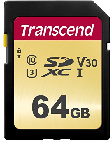 Transcend Carte Mémoire SDXC 500S 64 Go - UHS-I Classe 3 - MLC NAND - pour vidéo 4K Ultra HD - TS64GSDC500S