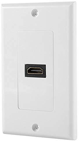 1 Port Gold-plated HDMI Wall Plate Single Outlet Port Insert Female HDMI Mount Socket Face Plate Cover Perfect for Home Theater System DVD Cable Satellite TV HDTV, White