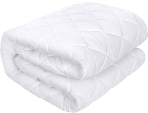 Utopia Bedding Gesteppter Matratzenschoner 160 x 200 cm, Spannmatratzenauflage, Tiefe Tasche Matratzenbezug dehnt Sich bis zu 30 cm (Weiß)