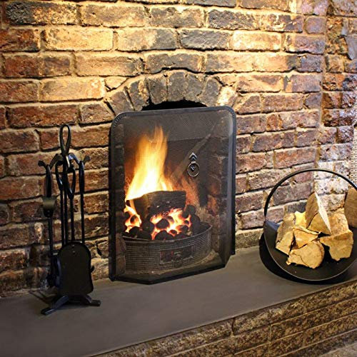 Unibos Fireplace Guard Spark Guard Fire Screen Single Panel Black Transparent New