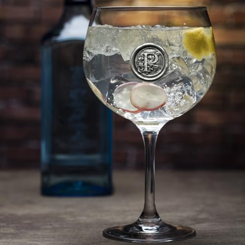 English Pewter Company Personalised Gin Glass with Your Choice of Initial - Unique Gift for Men or Women, Birthdays, Anniversaries (P) [MON316]