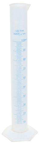 sourcing map Plástico Graduado Cilindro, 100ml Medición Cilindro, Ciencia Prueba Tubo Precipitados Vasos, Azul Gradaciones, Individual Métrica Escala, Hexagonal Base Frasco para Jugo Lab Inicio