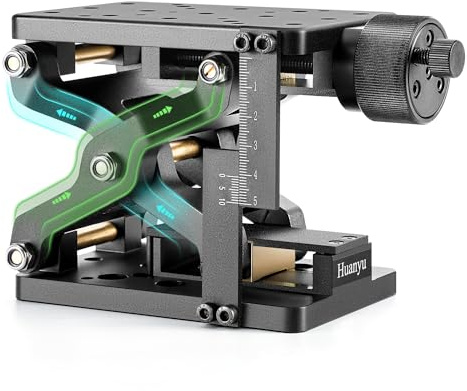 Huanyu Z-Axis Manuelle Hebebühne 60 mm hoch präzise optische Schiebehebebühne Verschiebung Plattform Tisch Linear Bühne Labor Jack Aufzug 60 mm Reise mit Lineal