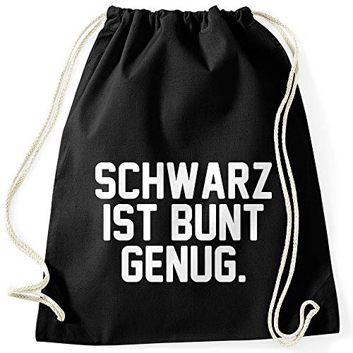 MoonWorks® Turnbeutel mit Spruch Schwarz ist bunt genug lustiger Turnbeutel schwarz Unisize