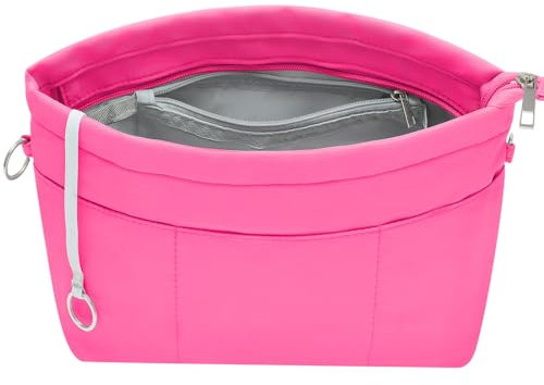 HyFanStr Handtaschen Organizer Nylon, Taschenorganizer Tasche in Tasche Organizer Innentaschen für Handtaschen mit Schlüsselkette,Rosa,Extra Klein