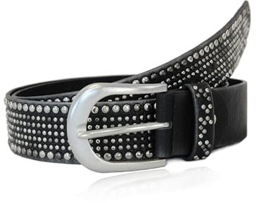 irisaa Damen Gürtel Breiter Nietengürtel im Vintage-Look, Jeansgürtel, Damen Taillengürtel 2020:Schwarz, Normale Gürtel Größe 80-105:85 CM