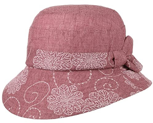 Lipodo Veronika Glocke Damenhut Femininer Stil Geblümt Mehrfarbig Regulierbares Zugband Damen Frühling Sommer Bordeaux S (55-56 cm)