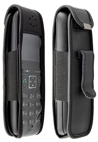 caseroxx Ledertasche mit Gürtelclip für Gigaset AS690 in schwarz – robuste Handy-Tasche mit Sichtfenster & Gürtelclip aus Echtleder, ideal für Beruf, Freizeit, Outdoor & sicheren Transport