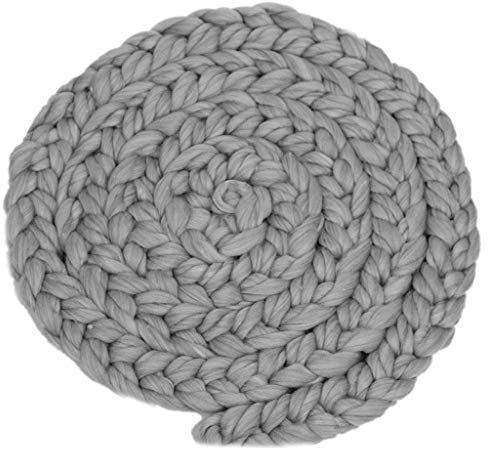 Inzopo Baby-Teppich, für Neugeborene, geflochtene Wolle, Spinnfaser, Foto-Requisiten, Grau