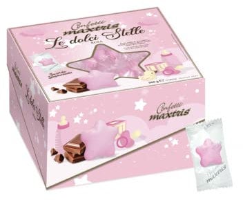 CONFETTI MAXTRIS Vassoio 500 gr LE DOLCI STELLE ROSA incartate