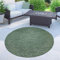Paco Home Outdoor Teppich Flachgewebe Sisaloptik Modern Einfarbig meliert wetterfest & pflegeleicht Küchenteppich Ideal für Terrasse Balkon Garten, Grösse:80 cm Rund, Farbe:Grün
