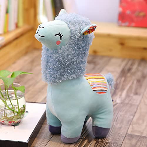 RAILONCH Alpaka Stofftier Plüschtier, Plüschtiere Süß Lama Puppe Plüsch, Kuscheltier für Baby Kinder Mädchen Weihnachten Geburtstagsgeschenk (Blau,25cm)