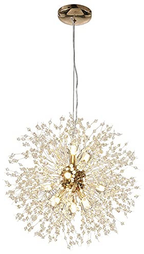 Puhui Modern Kronleuchter Kristalle, Modern Creative Feuerwerk Lampe Sputnik Hänge Leuchten, Löwenzahn Deckenlampe Höhenverstellbar, G9 Fassung Pendelleuchte für Schlafzimmer, Wohnzimmer, Esszimmer