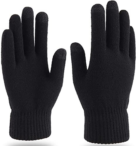 LucaSng Winter Handschuhe: Hochempfindlicher Touchscreen, Warmfutter, Elastische Bündchen, Unisex, Schwarz, Einheitsgröße