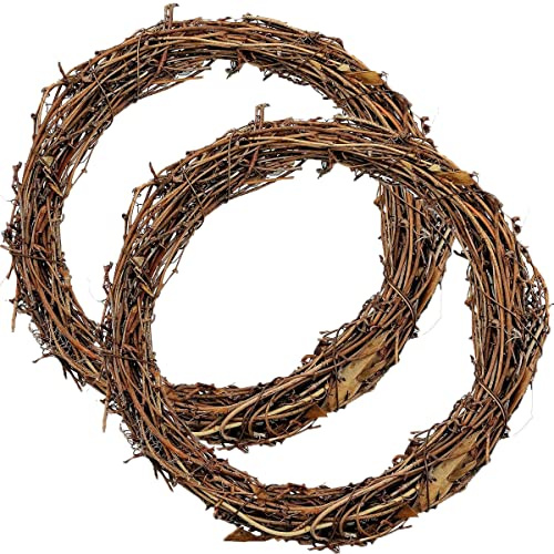 Große natürliche Weinreben-Kranzringe aus Rattan, Rankenzweig, Kranz für Bastelarbeiten, Weihnachten, Ostern, Feiertage, Dekoration, Weihnachtsdeko Kranz, saisonale Dekorationen (2 Stück, 40 cm)