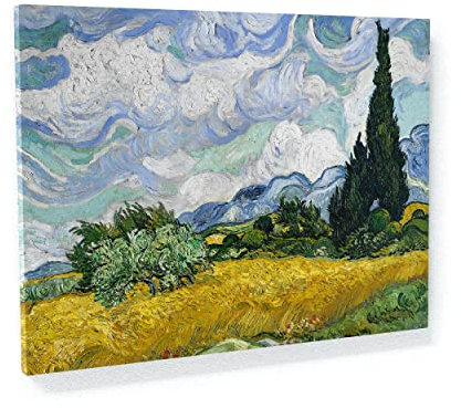 Van Gogh, Weizenfeld mit Zypressen 1889 Leinwand-Kunst, Heimdekoration, Wandkunst, Poster, Gemälde, Reproduktion, klein, 40,6 x 30,5 cm